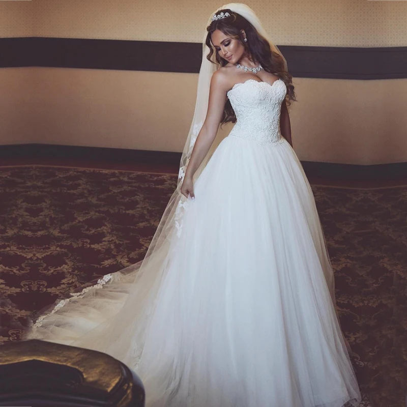 2017 Простой Кружева Аппликации Свадебные Платья Бальное платье босоножки Назад