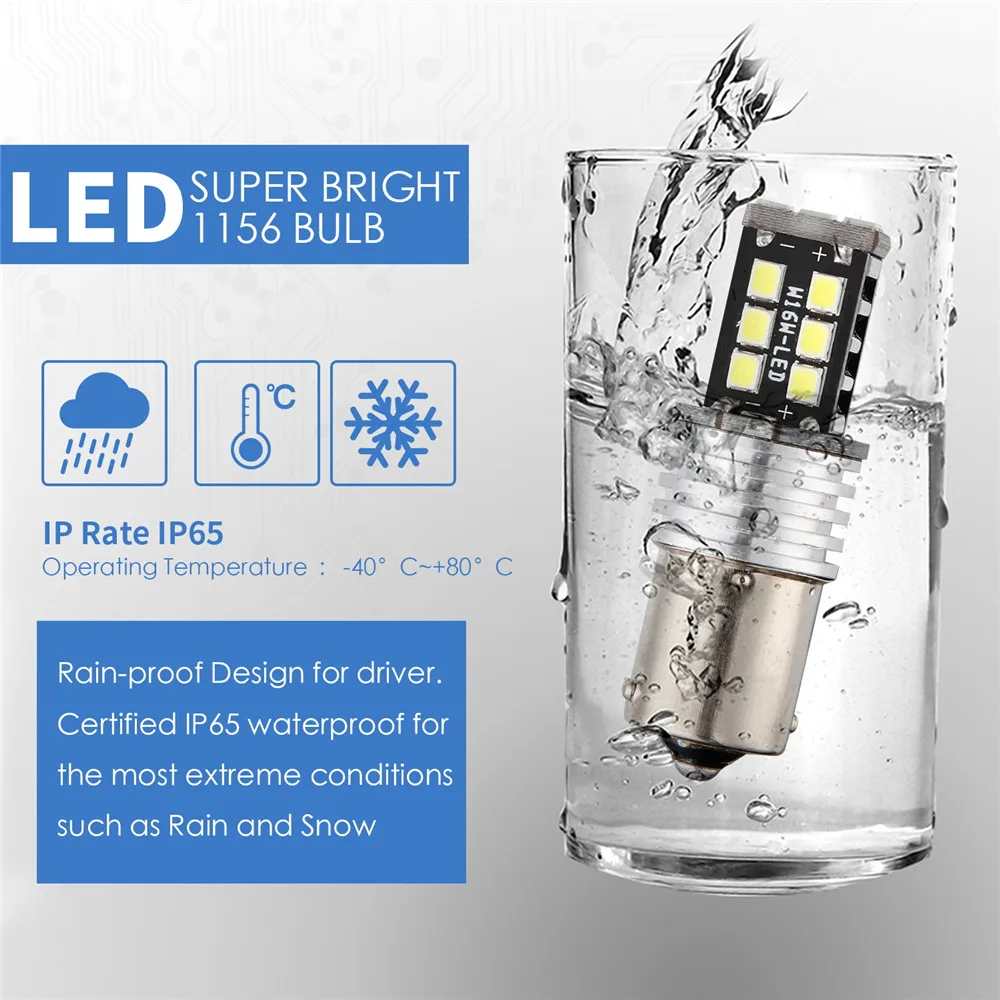 Auxbeam чрезвычайно яркие 1156 P21W BA15S светодиодные лампочки 800LM 33 шт 5630 SMD лампы для