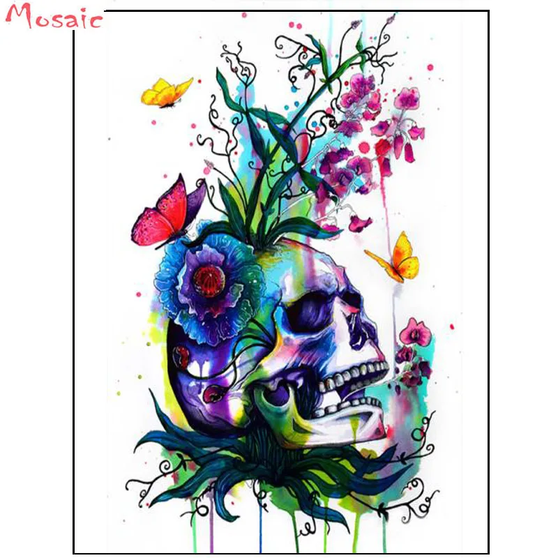 Алмазная живопись 5D &quotсделай сам&quot череп на розах наборы для вышивки крестиком