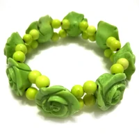 8 inches stretch style 1030mm green flower shaped man hand carved natural turquois bracelet