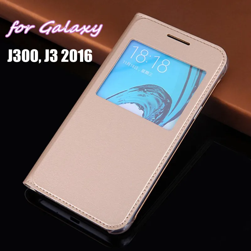 Тонкий чехол для телефона кожаный откидная задняя крышка маска Samsung Galaxy J3 2016 J320