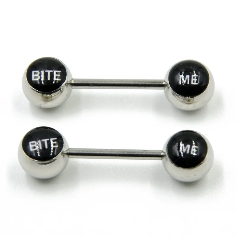 14G Surgical Steel Nipple Bar Sexy Puck Dirty Bad Word Logo Nipple Ring Barbells Women Punk Body Piercing Jewelry Free Shipping