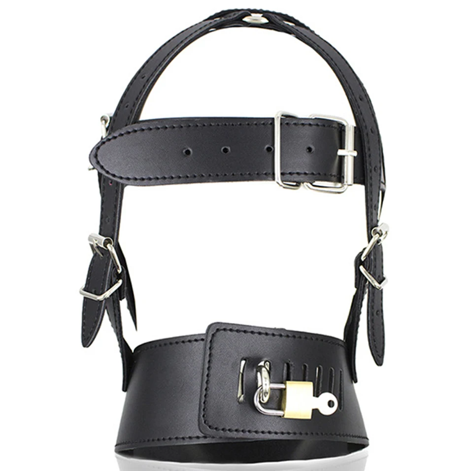 CamaTech искусственная кожа BDSM капюшоны для бондажа молния голова сексуальная маска