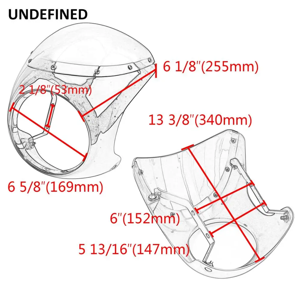 

7" Retro Motorcycle Headlight Fairing Windshield Mount Kit For Honda Harley Touring Dyna Softail Sportster XL Cafe Racer Custom
