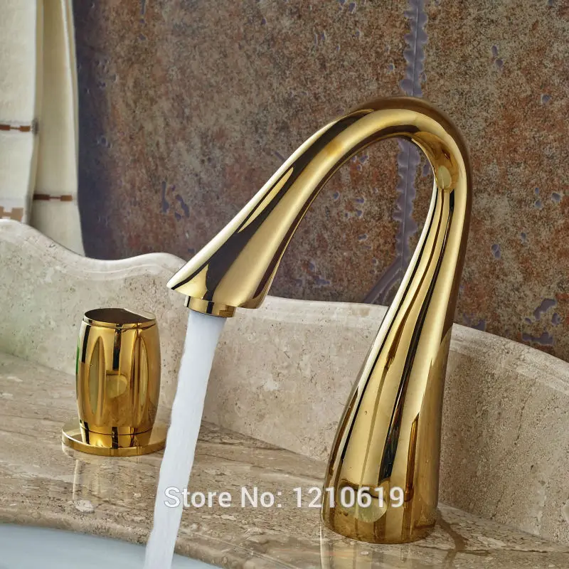 Новый европейский стиль Золотой пластинчатый кран для раковины ванной комнаты
