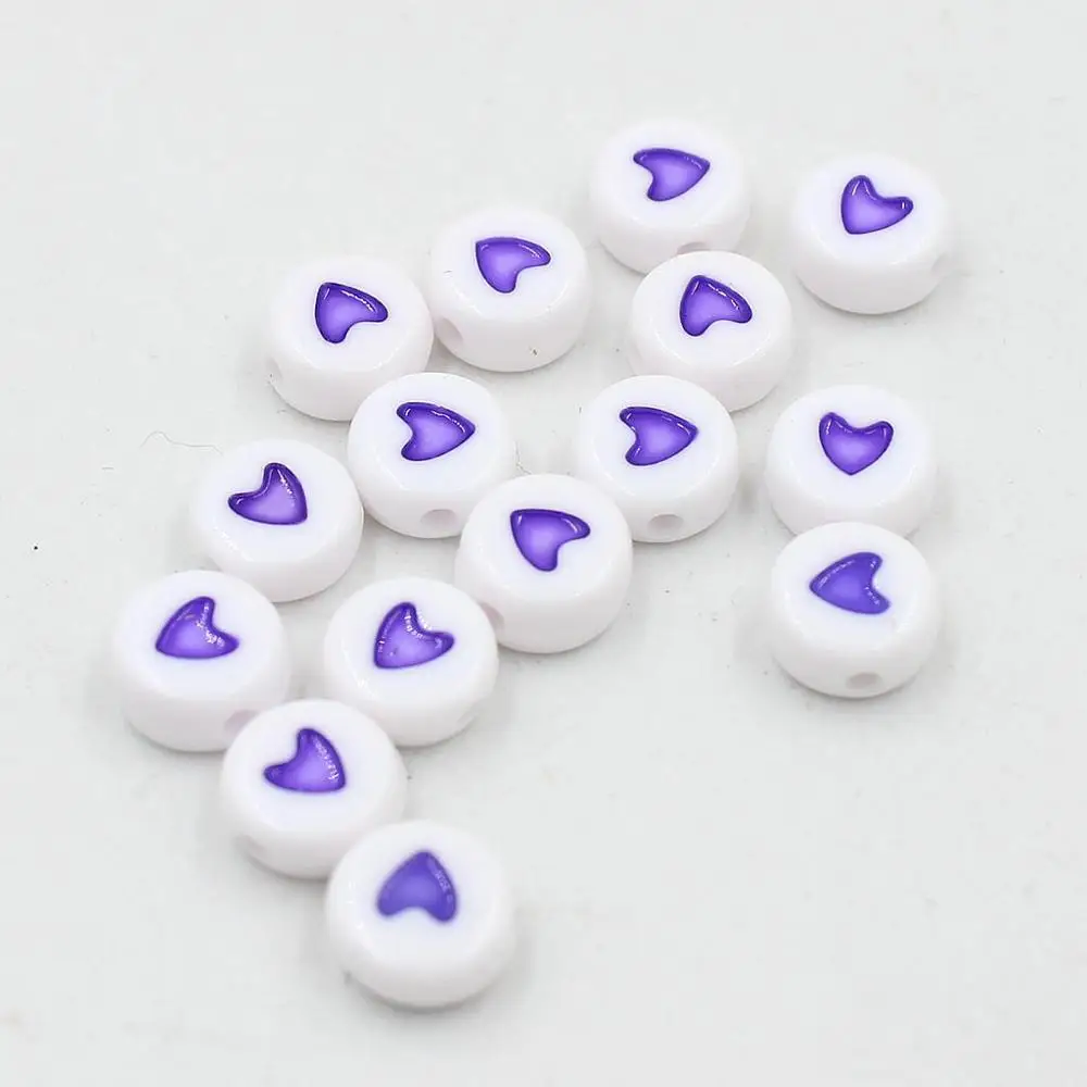 purple love round Много видов 6 мм 100 шт бусины в форме букв алфавита акриловые бусины для изготовления ювелирных изделий для женщин и детей DIY браслет ожерелье Фурнитура - Цвет: purple love round
