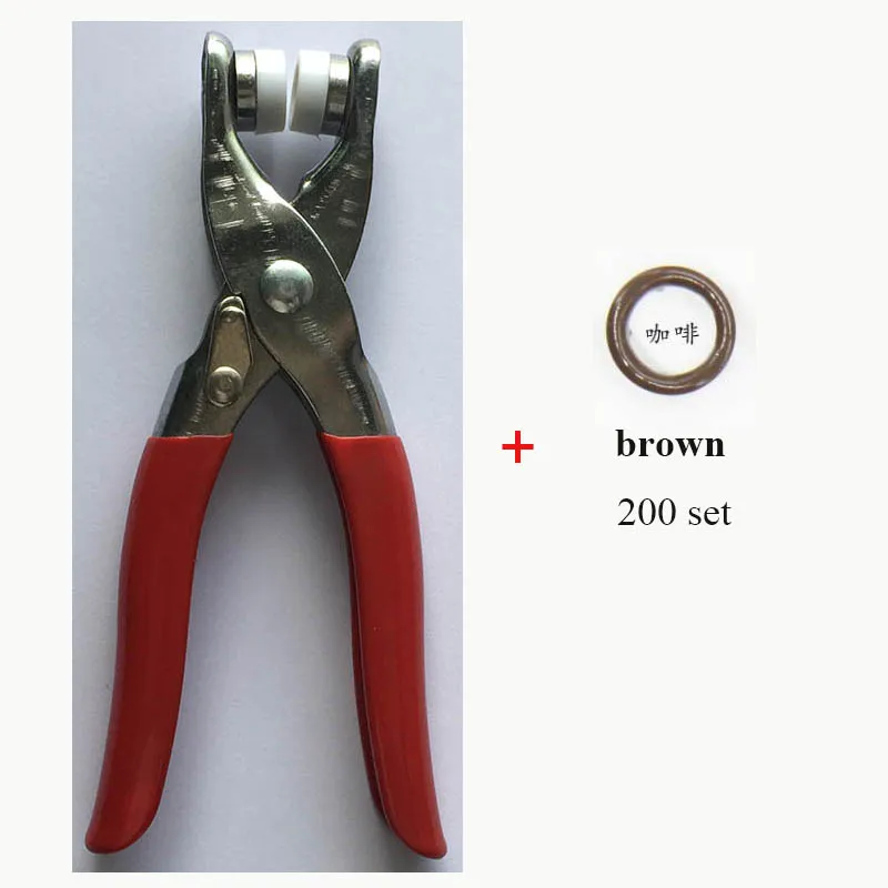 plier and 200 brown 1 шт., плоскогубцы, набор 200, 9,5 мм, хорошее металлическое зубчатое крепление, кнопки, 20 цветов, легко установить, крепеж, кнопки, пряжки - Цвет: plier and 200 brown