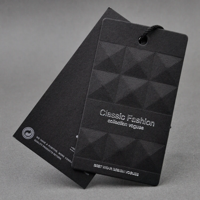 200pcs/lot 300gsm black paper tag silver foil customized garment clothes swing hangtag printed tags price | Дом и сад