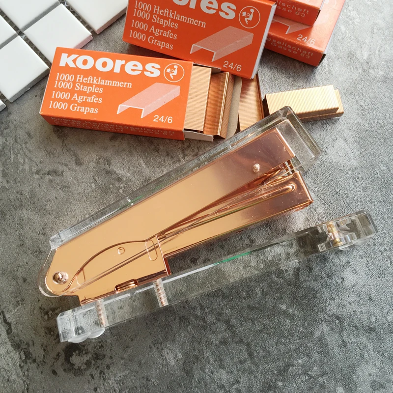 Цветной степлер книжные скрепки сшивание игла розовое золото скобы 1 2 см 12 #24/6