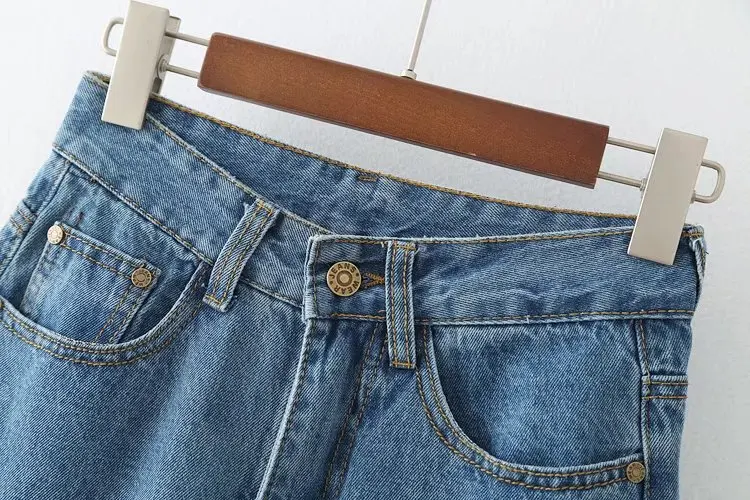 Европейские модные женские джинсовые брюки высокой талией Flare Botton летать полная