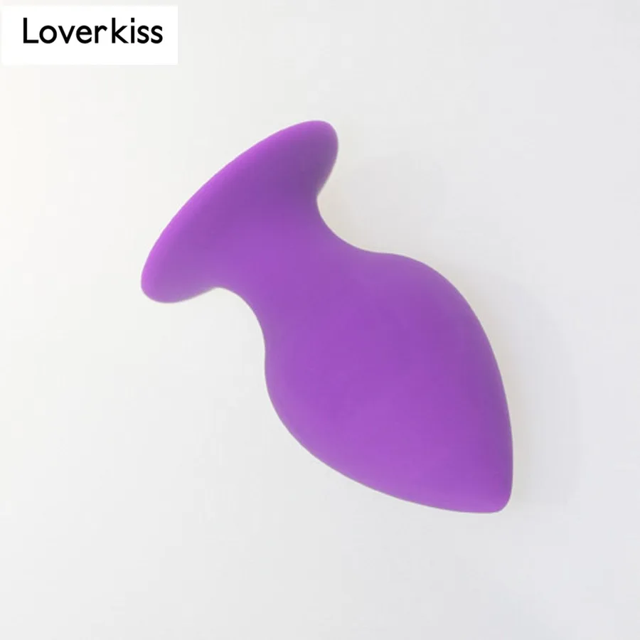 Силиконовая Анальная пробка Loverkiss фиолетового цвета малый/средний/большой