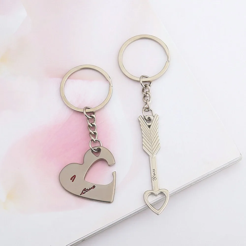 Горячая продажа пара I LOVE YOU письмо брелок сердце Серебристая любимая цепочка для