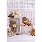 Фоны для фотосъемки милые Медведи белый деревянный пол стена 3D фоны для фотостудии дети Новорожденные