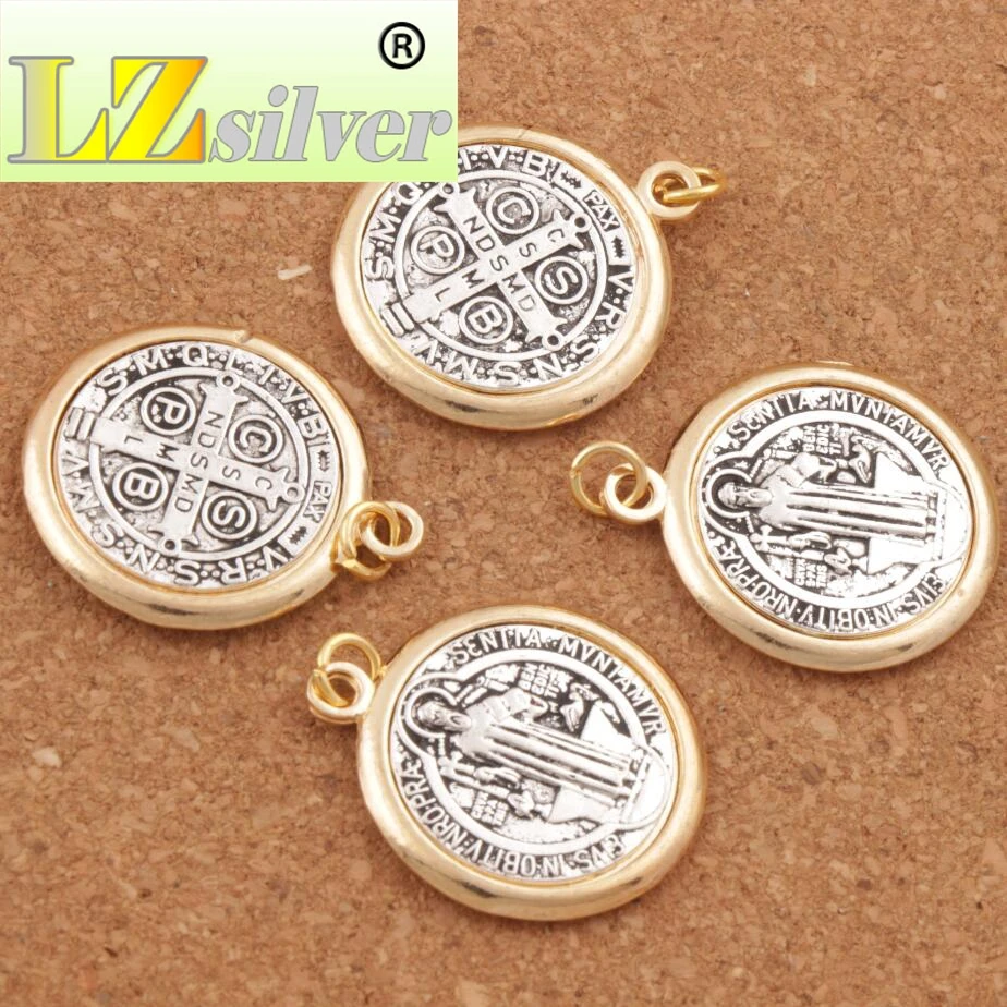 

Saint St Benedict Bead Medal Cross Spacer Charm Beads 30pcs zinc alloy And Pendants Jewelry DIY T1695