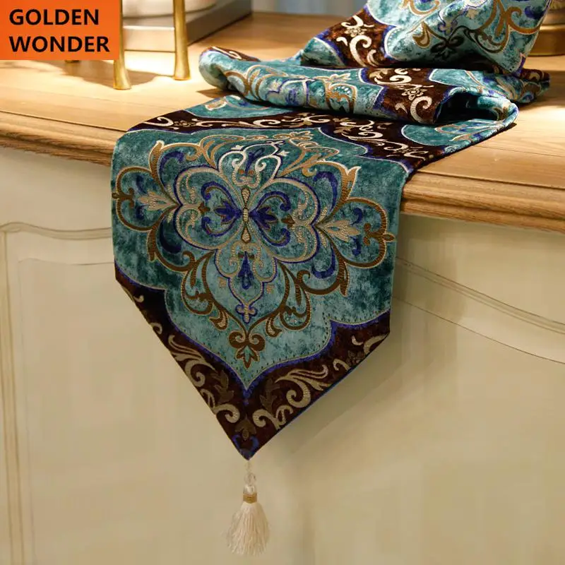 Новое прибытие барокко роскошные бархатные минималистский бегун стол скатерть