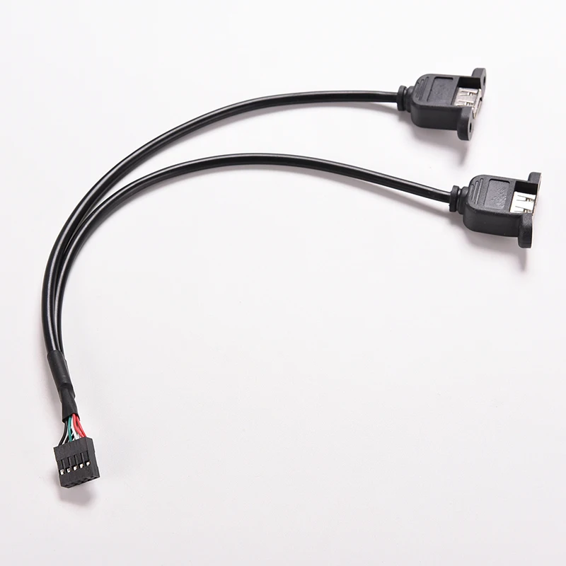 Черный высокая скорость 30 см/1 фут 2 двойной порт USB гнездо внутренний 9-контактный