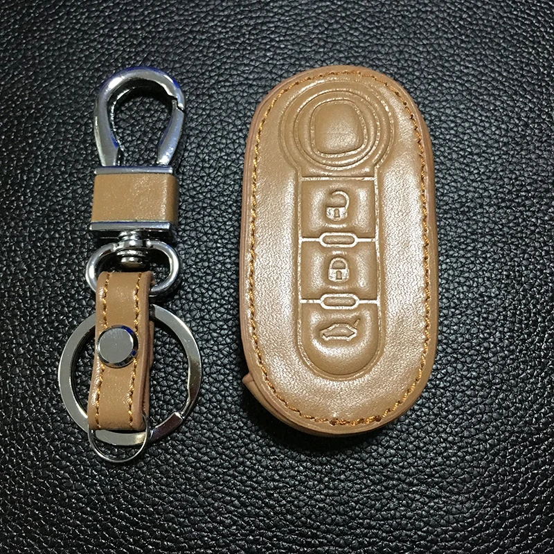 Популярный классический дизайнерский кожаный чехол для ключей Fiat 500 Panda Punto Bravo clam