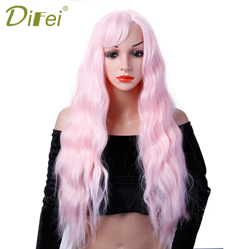 DIFEI 26'' Long Curly Colored Hair Wigs Heat Resistant Synthetic Wigs For Black White Women Natural Female Hair Pieces
