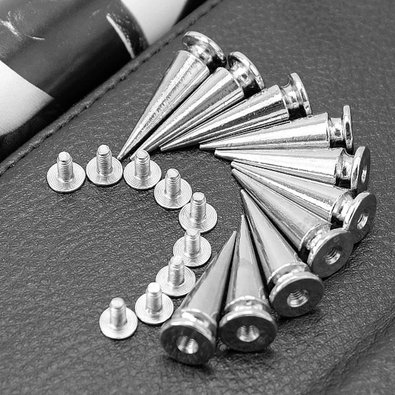 2018 10 шт./лот Серебристые конусные шипы в стиле панк-рок для обуви сумок украшение