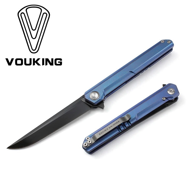 Blue Stonewash Ваучинг TS06 Флиппер складной нож KVT шарикоподшипник D2 лезвие титановая ручка Кемпинг Охота Открытый выживания Ножи EDC инструменты - Цвет: Blue Stonewash