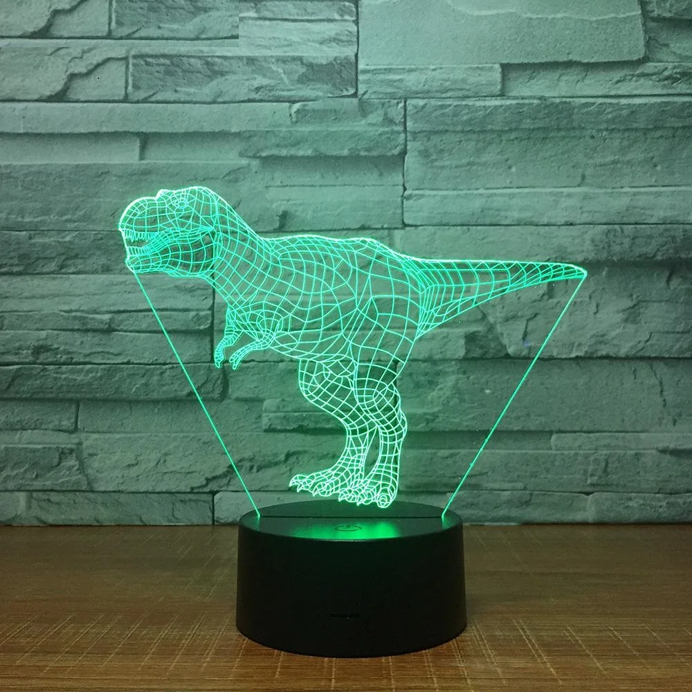 3D Настольная лампа с динозавром, светодиодный ночник с разноцветными собаками, детский подарок на день рождения, USB Освещение для сна, украшение для дома, 7 цветов - Испускаемый цвет: see chart