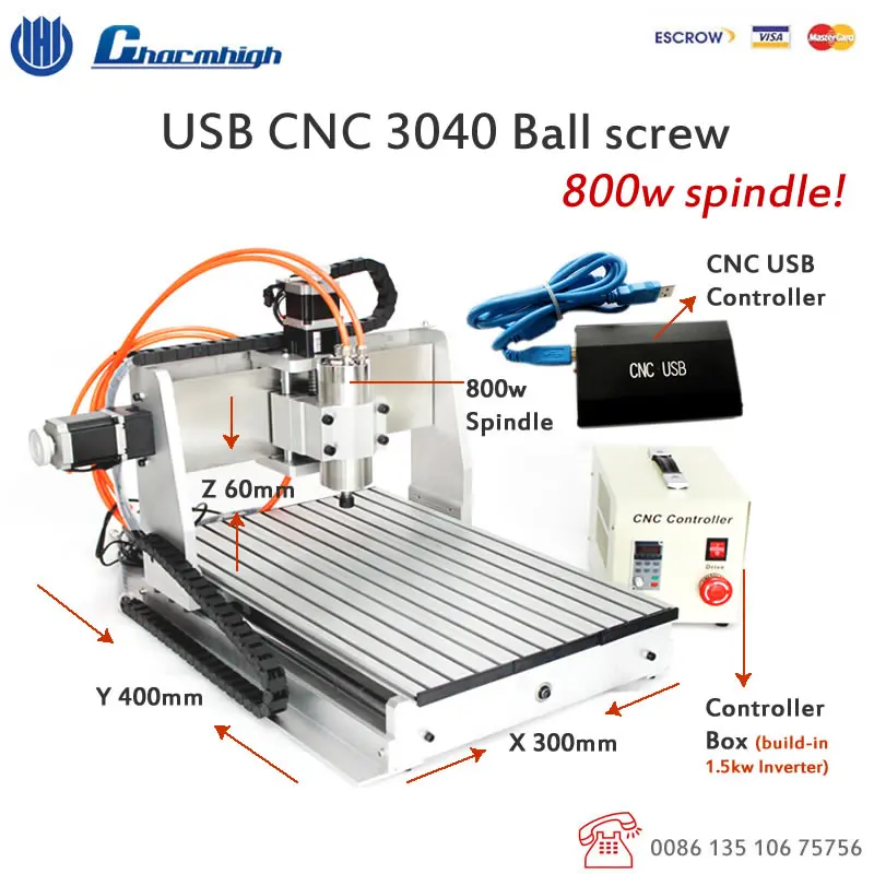 USB контроллер USB CNC3040Z фрезерный станок с ЧПУ 3040 CNC3040 гравировальный станок с ЧПУ 800 Вт мотор шпинделя+ 1,5 кВт VFD 110 В/220 В