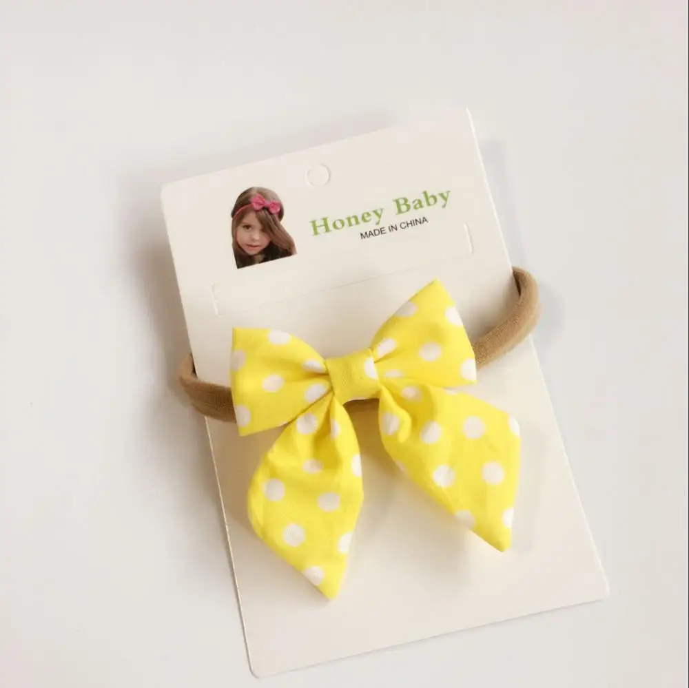 Детские аксессуары для волос в горошек клетчатая хлопковая повязка с бантом