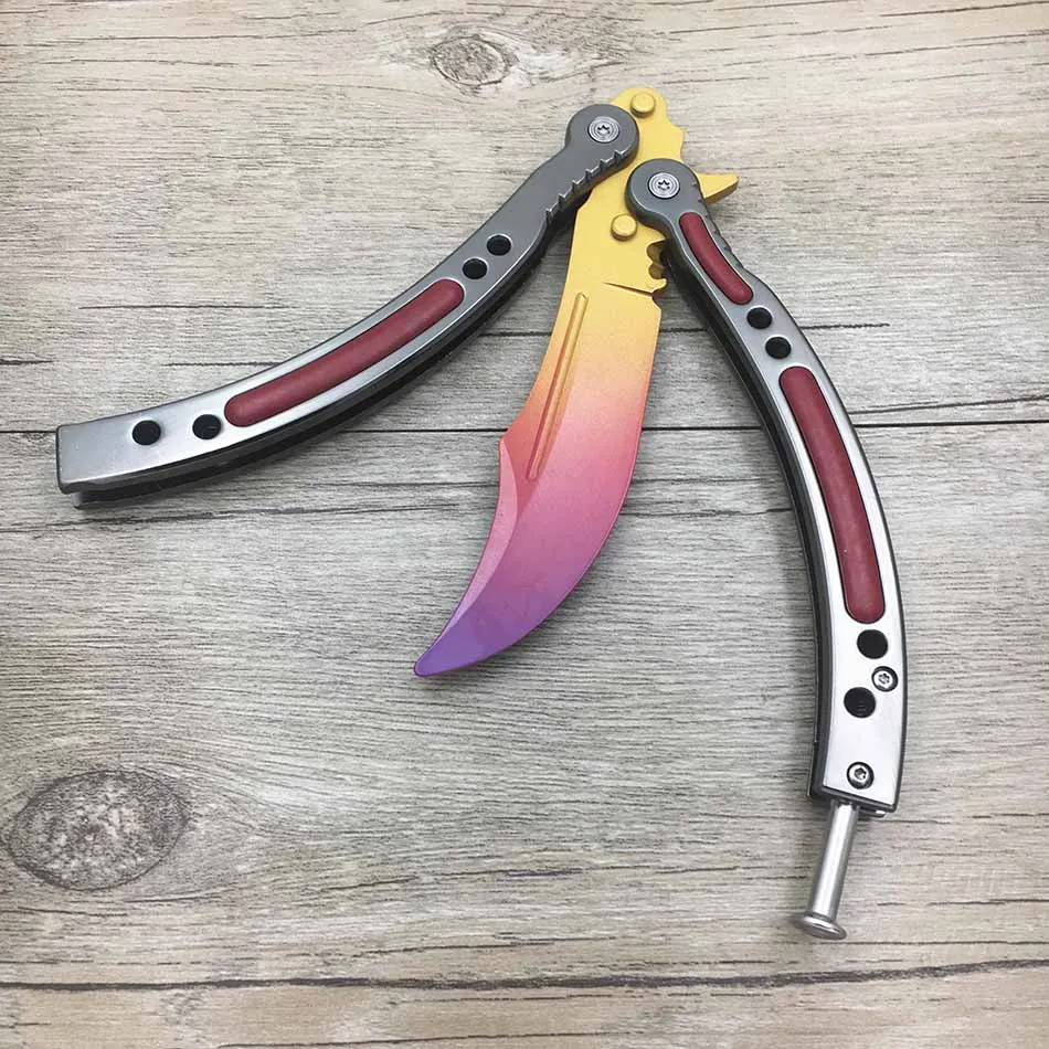 Прямая поставка бабочка в коробке для ножей CS GO Karambit нож практика складной нож бабочка нож для тренера чехол тупое лезвие без края инструмент