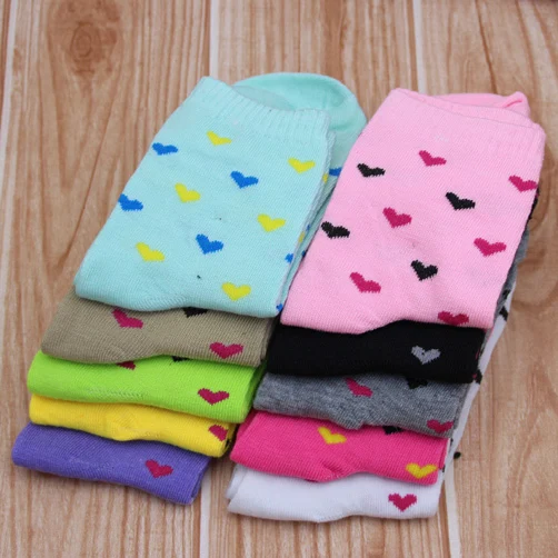 5 парт/лот модные весенние осенние зимние женские носки с принтом сердечек