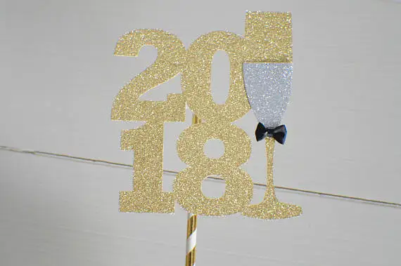 6 шт. новый год торт Топпер 2018 нового года вечерние торт| |