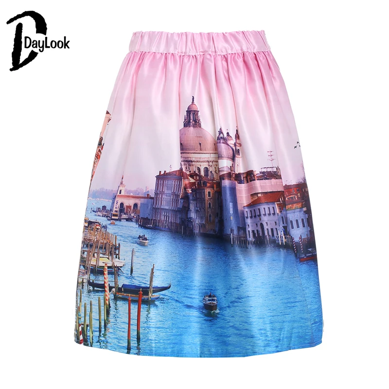 DayLook Летний стиль Для женщин бальное платье плиссе Конькобежец Юбка замок 3D миди