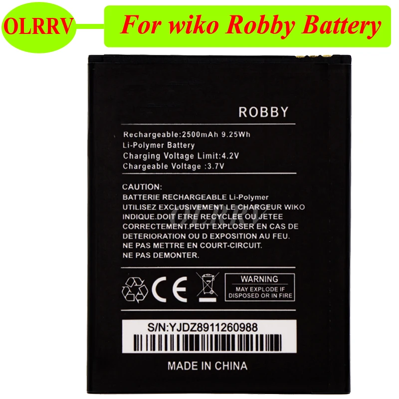 Аккумулятор 2500 мАч для Wiko robby Batterie Bateria Batterij