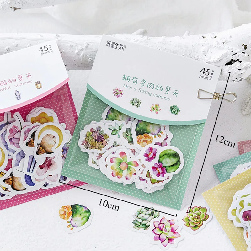 45 шт. милые канцелярские наклейки Kawaii суккуленты стикеры spaper клейкие наклейки для детей DIY Скрапбукинг дневник Альбомы для фото