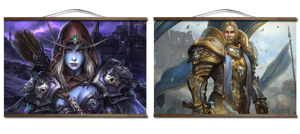 World of Warcrafts Битва за Azeroth плакат Sylvanas Anduin Jaina плакат с твердой древесины подвесной прокрутки украшения живопись