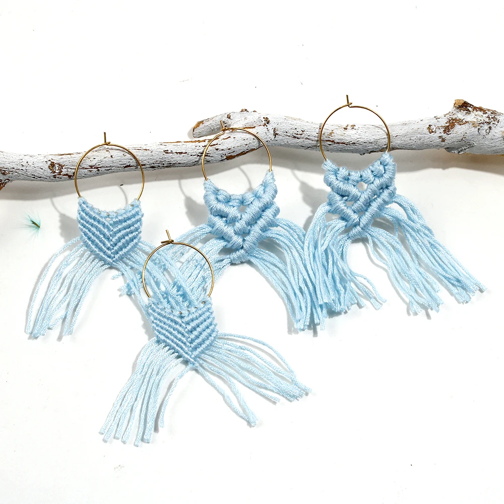 Artilady макраме серьги-кольца для женщин много цветов ручная работа бохо серьги