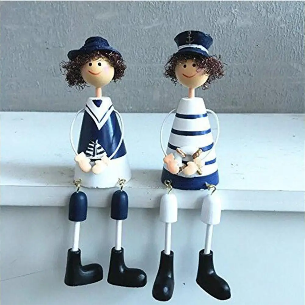 Деревянная средиземноморская роспись темно синие Висячие Ноги кукла фигурки