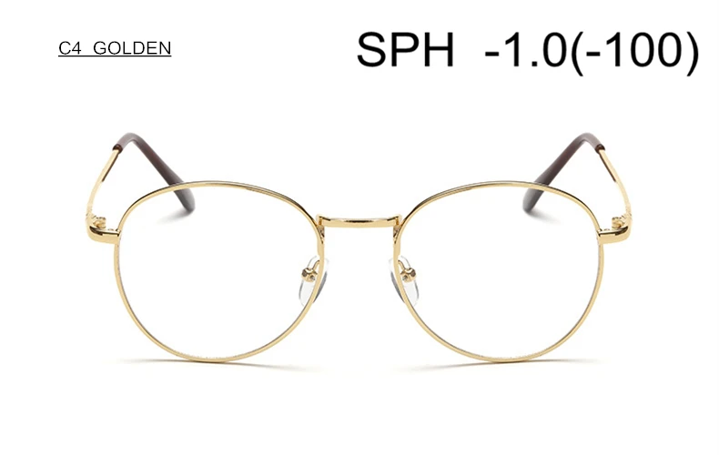C4 (-1.0) SUMONDY диоптрий SPH-1,0 до-4,0 очки для близорукости для мужчин и женщин металлическая оправа Очки для близоруких очки по рецепту UF18 - Цвет оправы: C4 (-1.0)