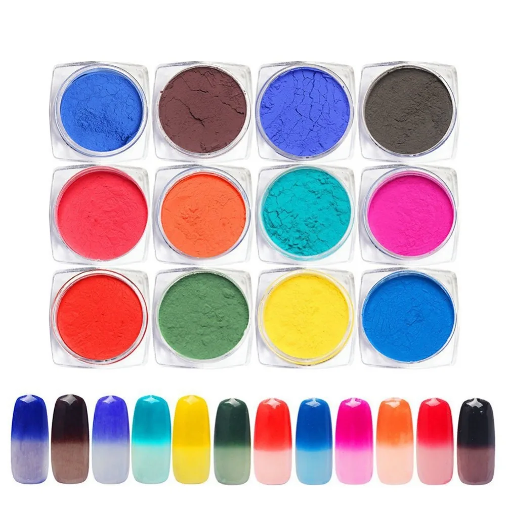 12 цветов Colorchange пигментарный порошок градиент ногтей неоновая пудра пигменты