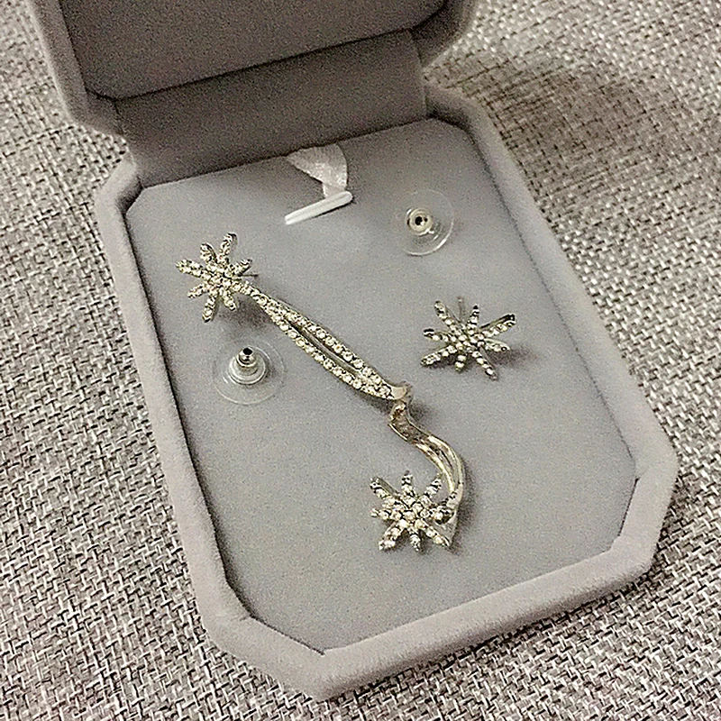Новый дизайн милые уникальные серьги с кристаллами и звездами гвоздики Starburst для