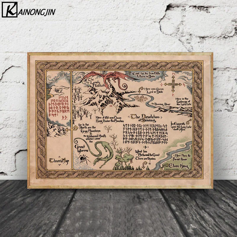 005 Художественный постер средняя земля J. R. R. Tolkien Властелин колец плакаты и печать, Картина Настенная холст живопись комнаты домашний декор - Цвет: 005