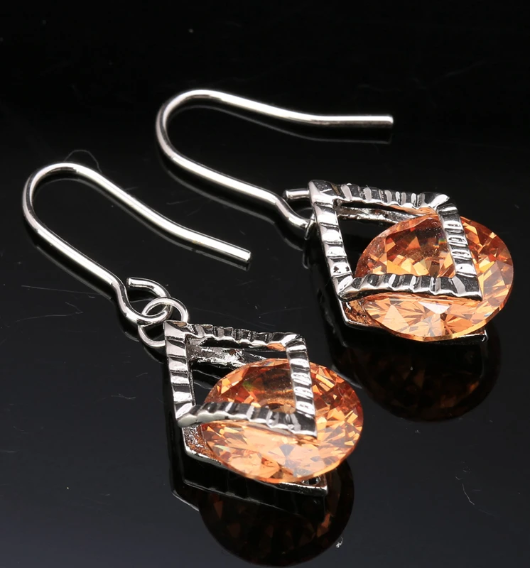 Очаровательные Круглые серьги-подвески цвета шампань с серебряным покрытием и