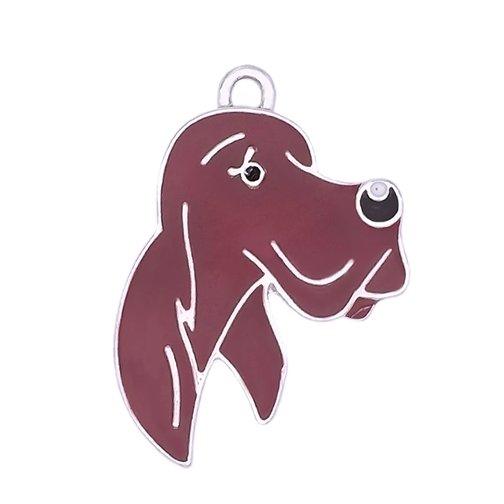 Metal Enamel Color Irish Setter Dog Charm Custom Pendants Pet Animal Jewelry For Bracelet Necklace Keychain Making DIY | Украшения и