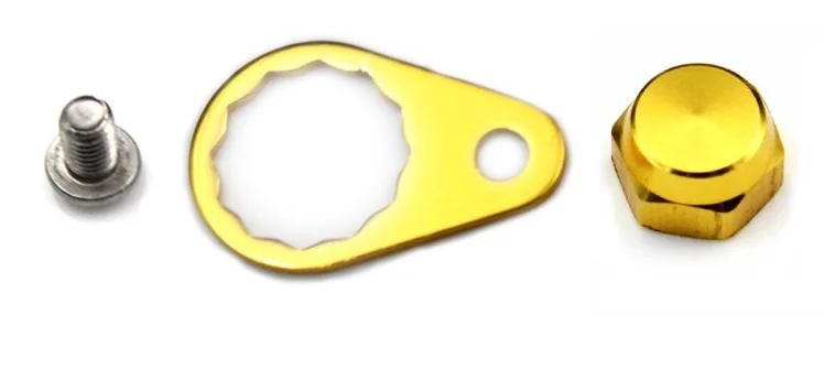 gold RUKE Crank гайка и винт и пластина для рыболовной катушки, левая ручка и правая рука винт крышка для Daiwa ABU катушка - Цвет: gold