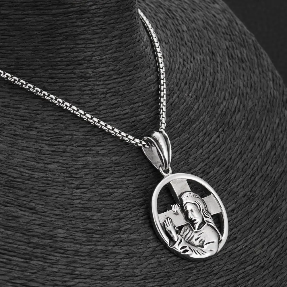 Goofan Hiphop Classic Cross Man Pendant Necklace Stainless Steel Fashion Style Trendy Charm for Men Women Gift STN1911 | Украшения и