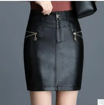 Faldas Mujer Moda новинка черные/красные юбки из искусственной кожи для женщин женская
