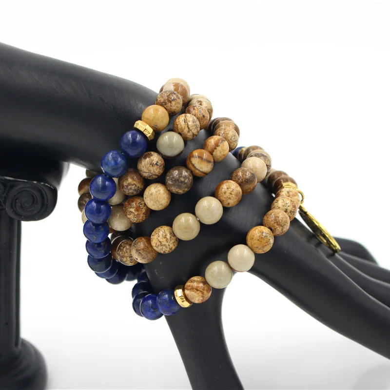 

NADEEM Newest 108pcs Natural 8MM Stone Mala Bead Bracelet Necklace Elastic Yoga Strand Bead Bracelet Necklace Healing Jewelry