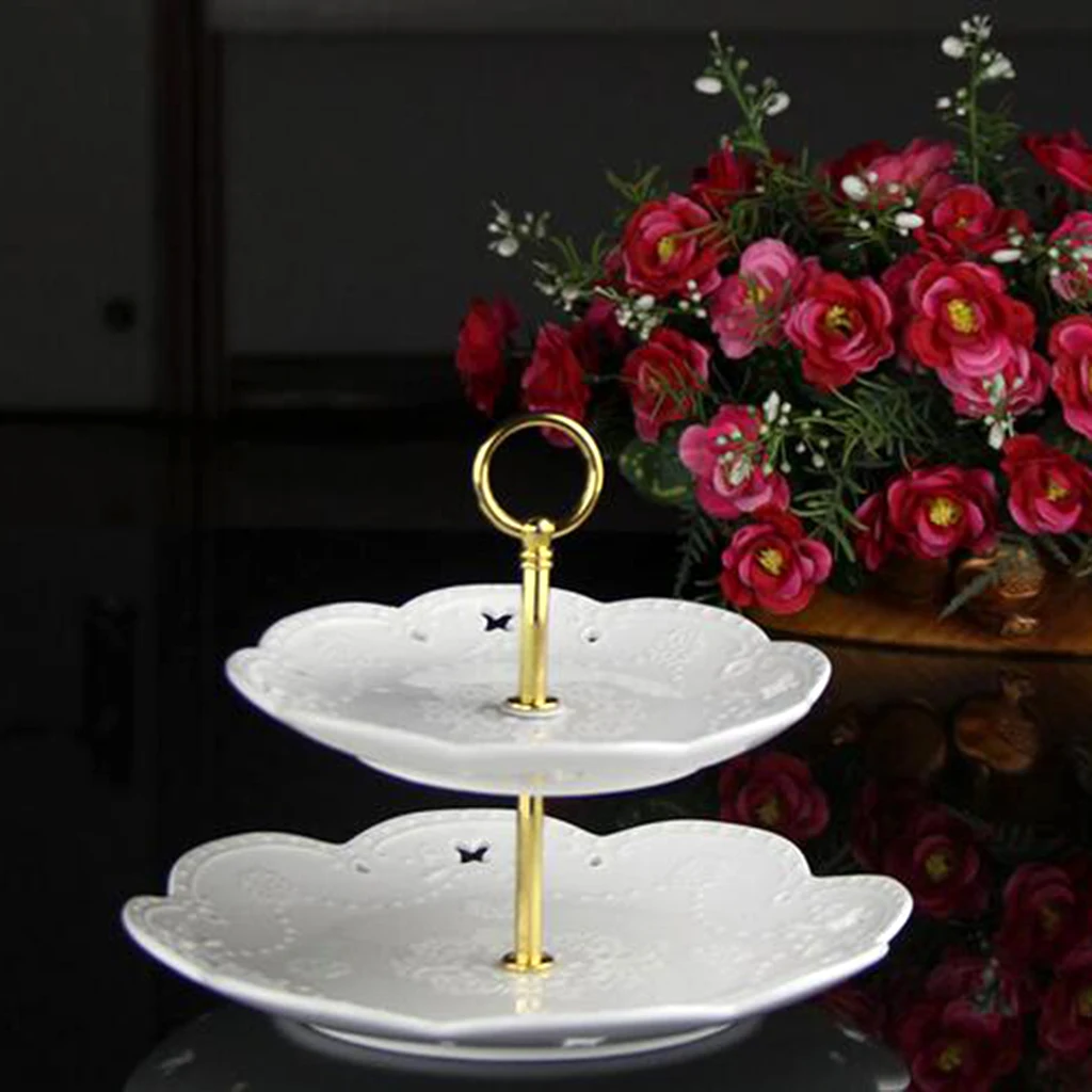 2 слойная металлическая круглая подставка для торта держатель фруктовых тарелок