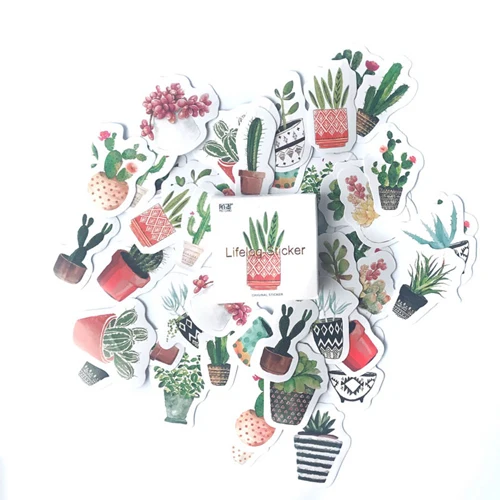 Green Plant Cactus 45 шт./компл. милые одного человека путешествия цветок наклейки Kawaii кактус Еда Скрапбукинг наклейки для ежедневника DIY Дневник канцелярские принадлежности - Цвет: Green Plant Cactus
