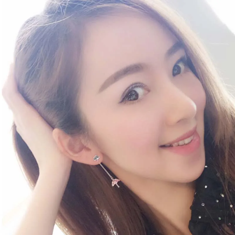 Красные Деревья брендовые модные милые облака и зонтик асимметричные серьги для