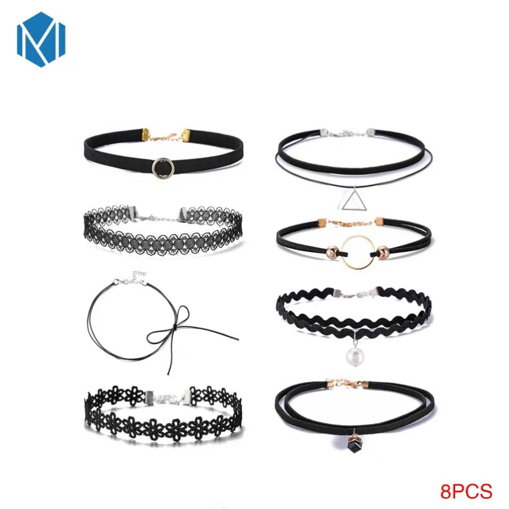 Новый модный винтажный женский кружевной металлический чокер корейский с